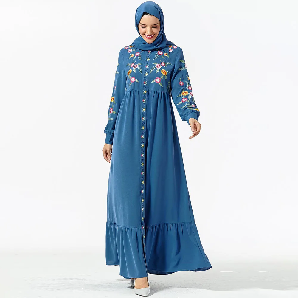 Мусульманское платье без хиджаба с вышивкой Кафтан Абая кимоно Дубай турецкий