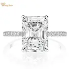 Wong Rain, классическое свадебное обручальное кольцо из 100% серебра 925 пробы с муассанитом 8*11 мм