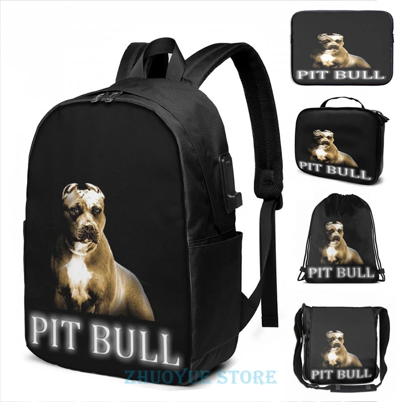 Рюкзак pitbull с USB зарядкой для мужчин и женщин сумка путешествий принтом Я люблю
