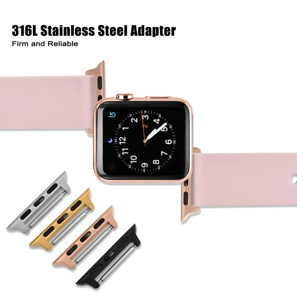 WOCCI Silicone Watch Band with Rose Gold Adapter for Apple Watch 38mm 40mm 42mm 44mm