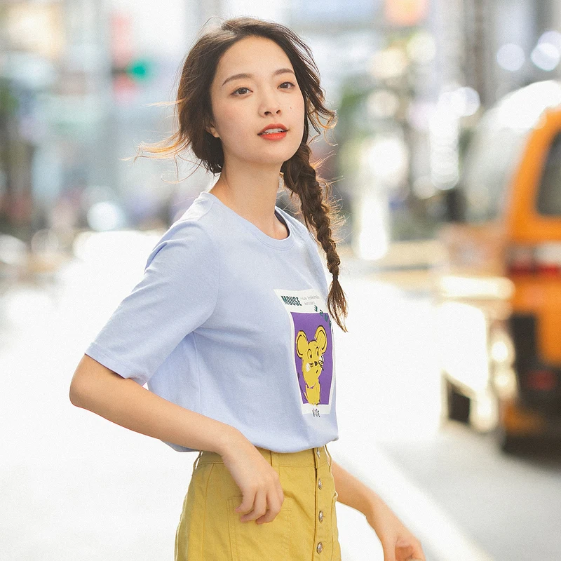 INMAN/Весенняя хлопковая свободная футболка с принтом животных Универсальная