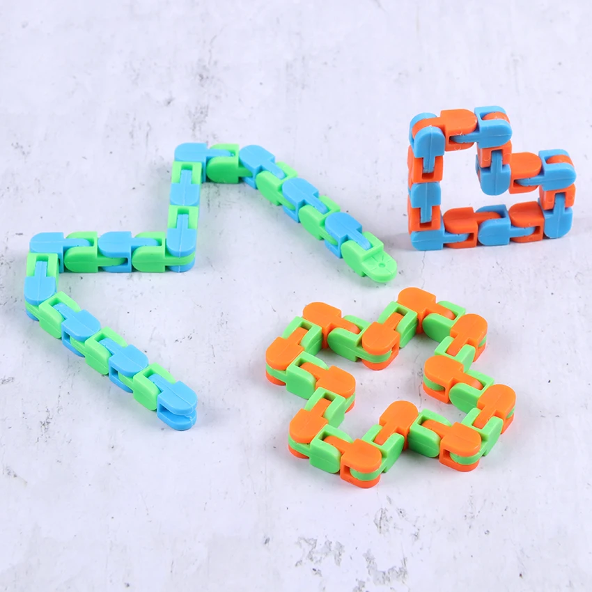 Rompecabezas de cadena de descompresi&oacute;n para ni&ntilde;os, juguete sensorial cl&aacute;sico, pistas locas, broche y clic, descompresi&oacute;n, juguetes para autismo, 1 ud.-2