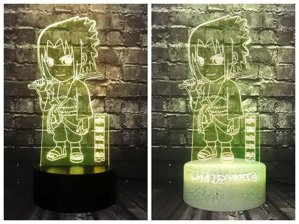 Новый мультяшный 3D светодиодный ночной Светильник Vortex sasuke Naruto 7 цветов RGB