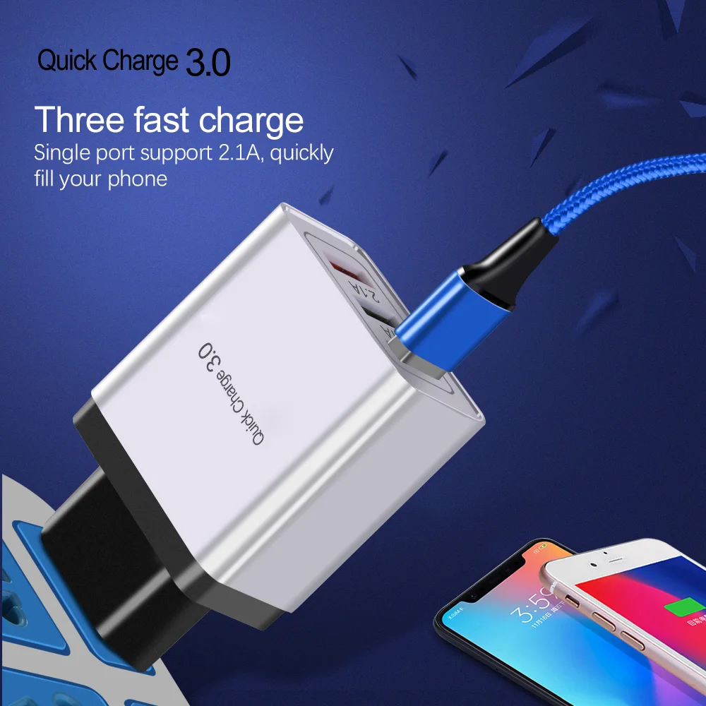 Быстрое зарядное устройство QC 3 0 18 Вт USB-порта для iphone 7 8 XR MAX iPad Samsung S8 Huawei Xiaomi