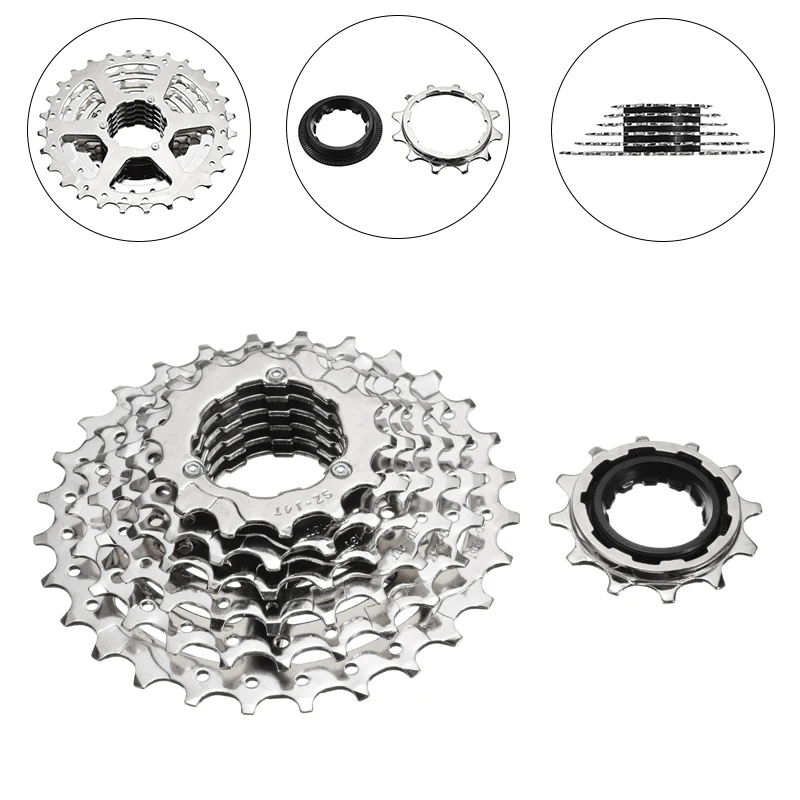 Bike Cassette 7 Speed 12-28T Hybrid Mountain Bike Cycling Rear Freewheel Cog Cassette Bicycle Parts Accessories Silver