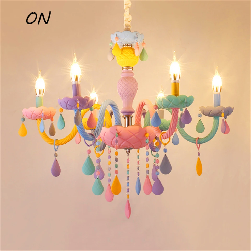 Светодиодная люстра E14 в скандинавском стиле с радужными конфетами освещение для