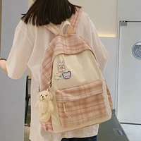 est new women backpack plaid school bag for girls college students book laptop large capacity shoulders bag female bolsa mochila