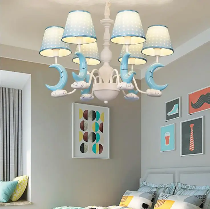 

New dream moon cute cartoon children's room boy princess bedroom no stroboscopic eye protection resin creative chandelier
