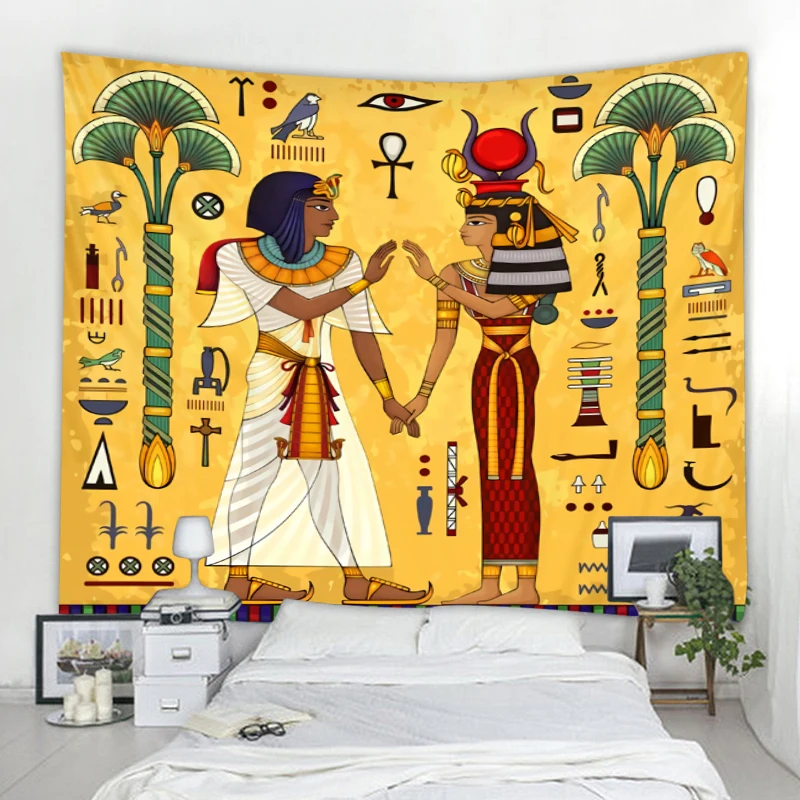 

Ancient Egyptian Mural Tapestry Mandala Bohemian Tapestry Art Deco Blanket Curtain Hanging Home Bedroom Living Room Decoration