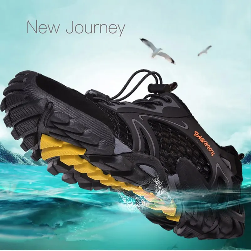 

Men Mesh Hiking Shoes Wearproof Rubber Upstream Quick-Dry Breathable Trekking Water Sports Sneakers Soft Good Grip