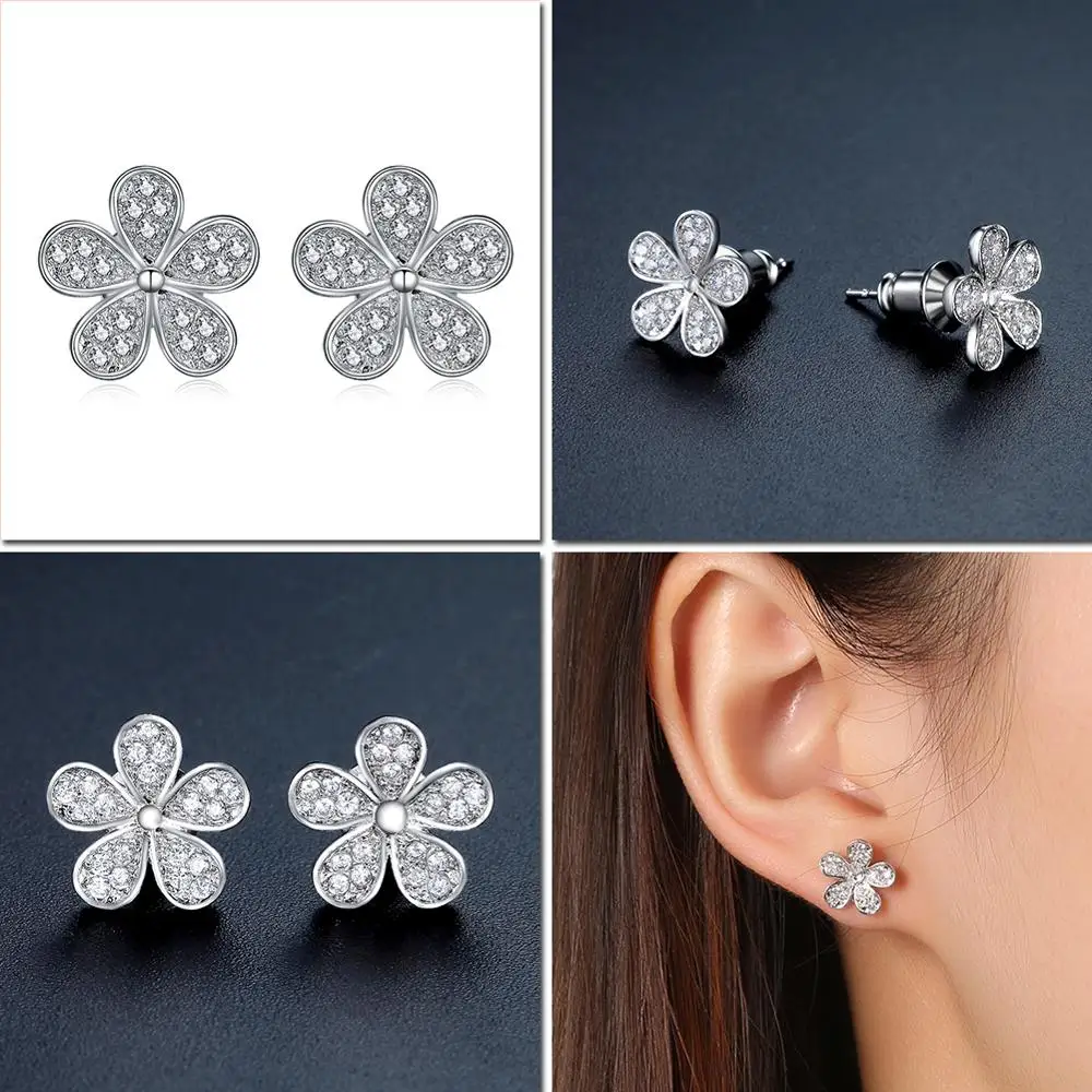 Модные серьги гвоздики UMODE с круглым сердцем из фианита кристаллами для женщин