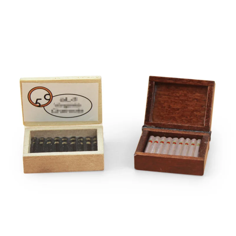 

1/12 Dollhouse Miniature Accessories Mini Wooden Cigar Case Simulation Cigarette Case Model Toys for Doll House Decoration