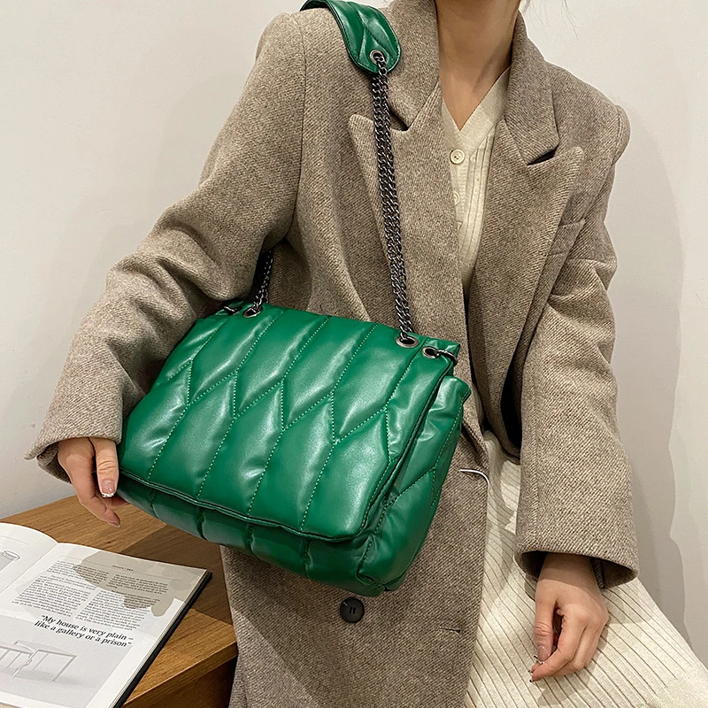 

Модная стеганая сумка на плечо с подкладкой, дизайнерская женская сумка, роскошные вместительные хлопковые сумки через плечо из искусствен...