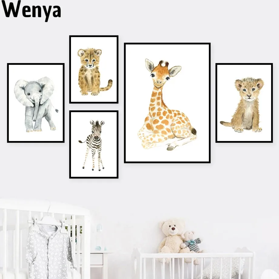 

Elephant Fox Zebra Giraffe Leopard Lion Nursery Wall Art Canvas Painting Posters And Prints Wall Pictures Baby Kids Room Decor