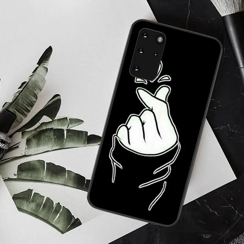 PENGHUWAN любовь на пальце kpop Сердце ТПУ Черный чехол для телефона Корпус Samsung S20 plus Ultra