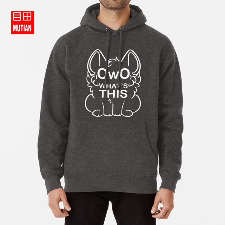 darkgrey-hoodie OwO что это?-белые толстовки с текстовым принтом, свитшоты owo whats meme, забавные меховые милые мемы, Интернет-сленг - Цвет: darkgrey-hoodie