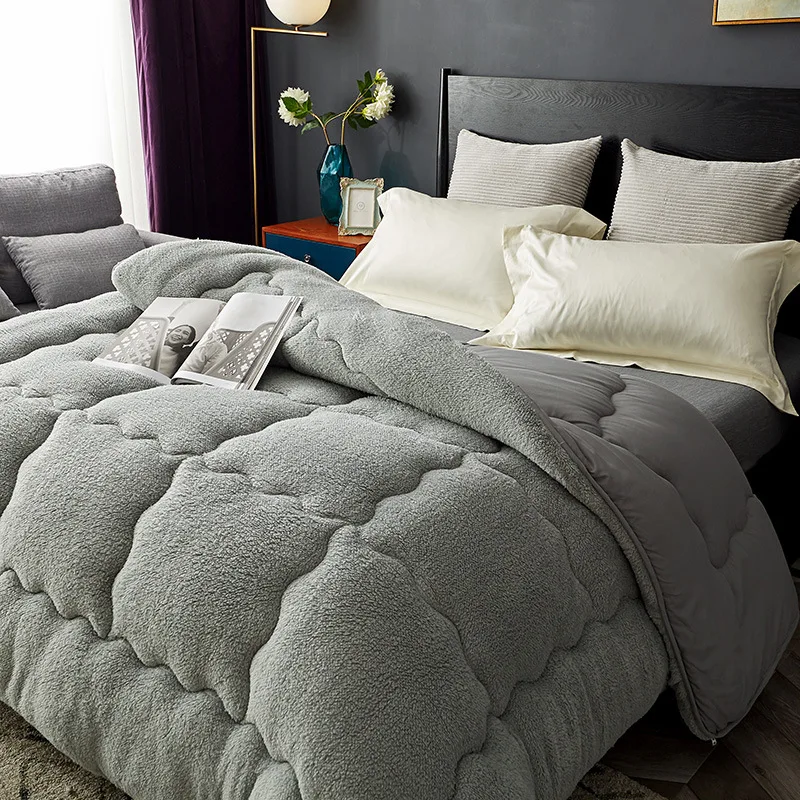

New Autumn Winter Thicken Warm Lamb Wool Quilt Blanket Single Double King Queen Bed Cover Bedding Comforter Home Hotel Duvets