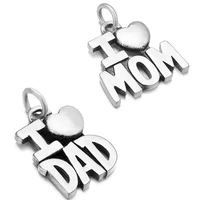 stainless steel love mom dad pendants for woman letters lover necklace bracelet charms diy fashion jewelry making accessories