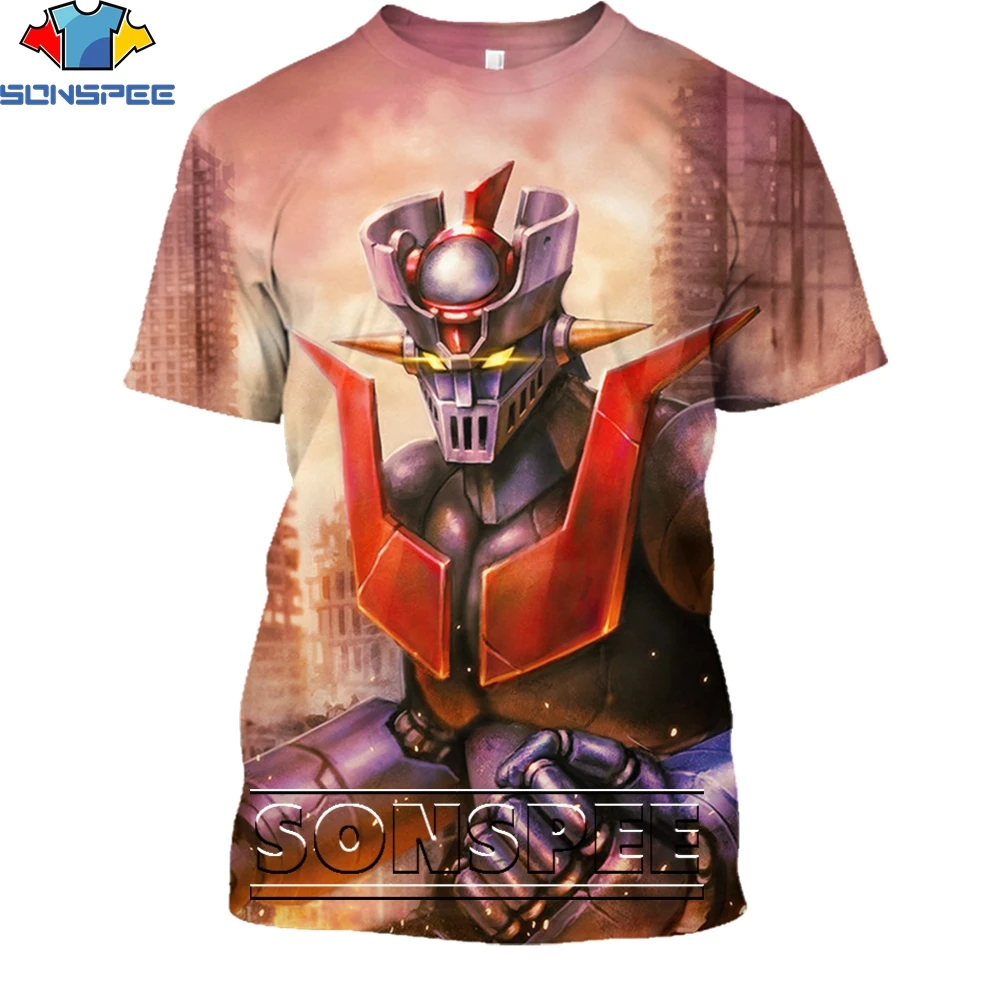 

SONSPEE Classic Anime Mazinger Z Goldorak Shirt 3D Printing Men Women's Summer Retro Robot Man Oversize Tshirt Kids Tshirts Top