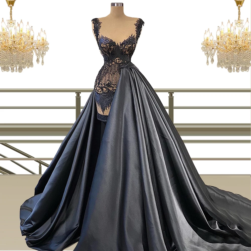 Floria Marine Ball Gowns Prom Dresses Long with Train Luxury Women's Clothes for Special Occasion Robe De Soiree
