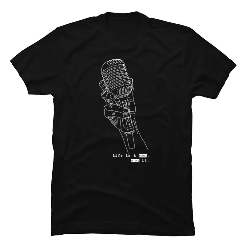 Повседневные мужские футболки Life Is Song Sing It с микрофоном оптовая продажа мужских