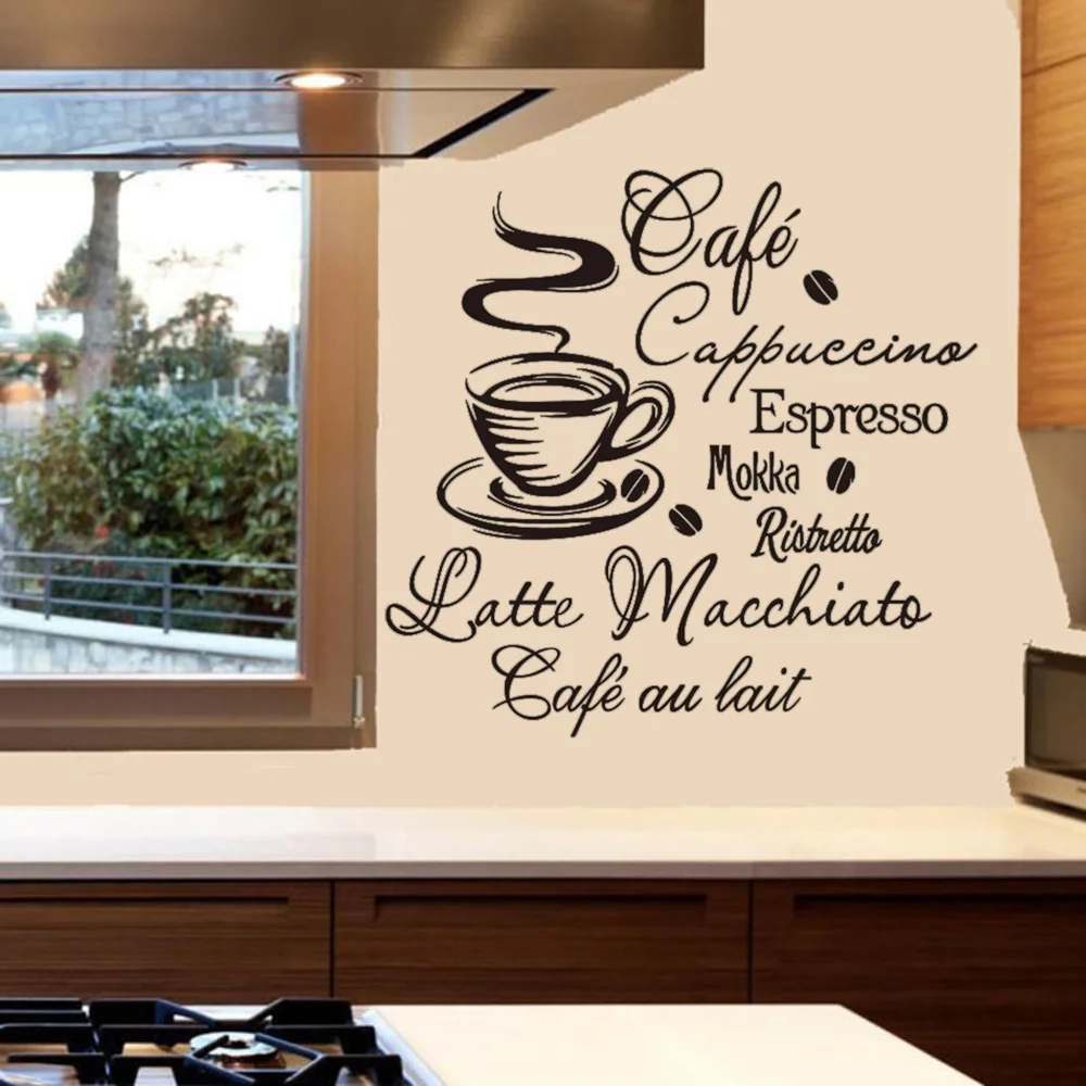 

Coffee Kitchen Vinyl Wall Stickers Kitchen Coffee Shop removable Wall Mural Decals Home Decor House Decoration Wall Art