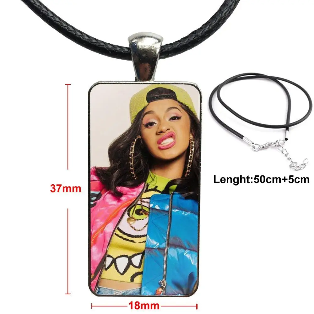 Cardi B Top Detailed Popular For Child Vintage Jewelry Steel Color Glass Cabochon Choker Pendant Long Rectangle Necklace | Украшения и