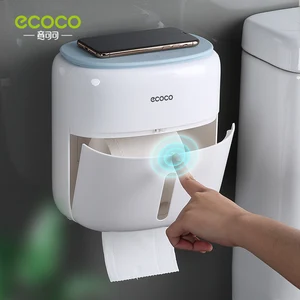 ecoco wall mounted waterproof toilet paper holder shelf multifunctional storage box for toilet paper bathroom toilet accessories free global shipping