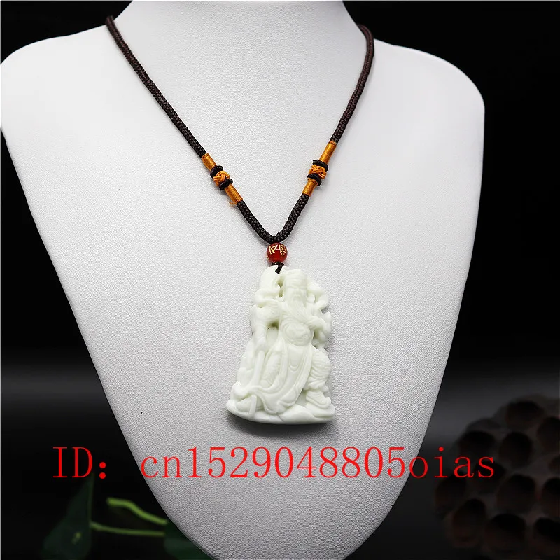 Натуральный белый зеленый китайский нефритовый воин Кулон ожерелье Шарм