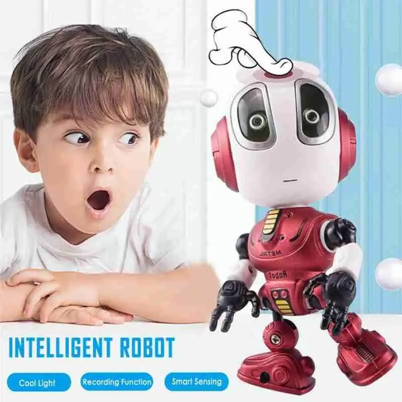 Recording Rc Alloy Robot Sensing LED Eyes Voice Music Gift Deformation Model Kids Toy Body DIY Multi-function M9O9 | Игрушки и хобби