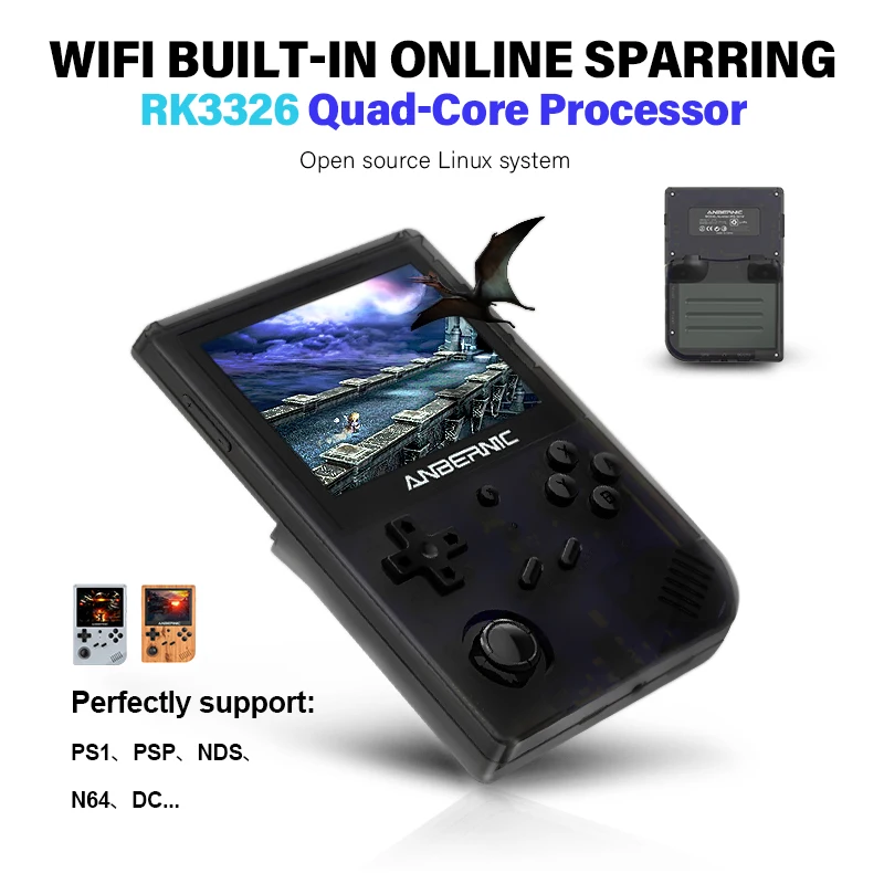 

3.5 Inch IPS Screen Handheld Game Player RG351V 64 Bit Retro Game Console With 15000 Games For PS1/PSP/DC/N64,Dual TF Card Slot