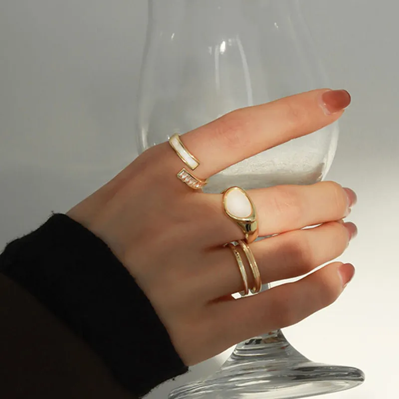 2 шт./компл. 2022 корейская мода темпераментные металлические кольца с ракушкой для