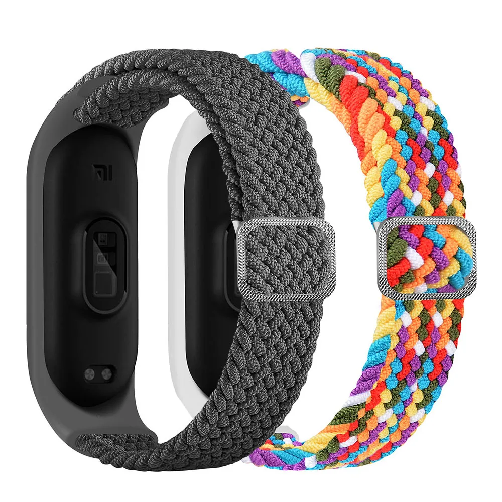 2021 нейлоновый браслет для Mi Band 5 6 ремешок спортивный плетеный ремень Xiaomi MI3 MI4 MI5 MI6