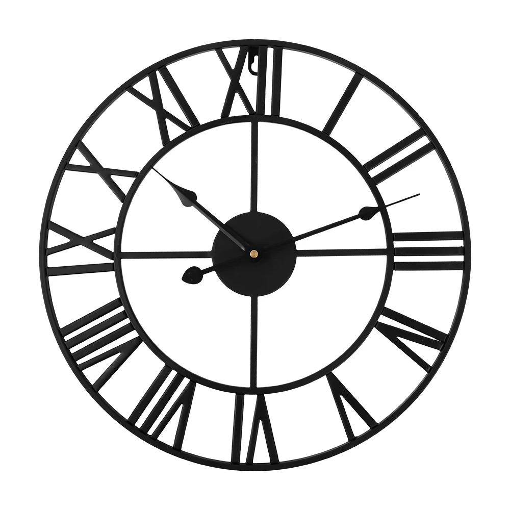 

Настенные 3d-часы 40 см, металлические римские цифры в стиле ретро, железные круглые большие уличные украшения для сада, дома, офиса, классичес...