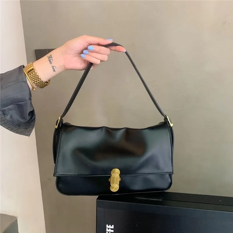 

Trendy niche design simple and fashionable shoulder bag messenger women's bag retro small square bag underarm bag 202 new