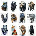 Картина из квадратныхкруглых страз FIYO, алмазная вышивка с медведем, 5D, леопард, тигр, волк, бык, мозаика с животными, висячие картины