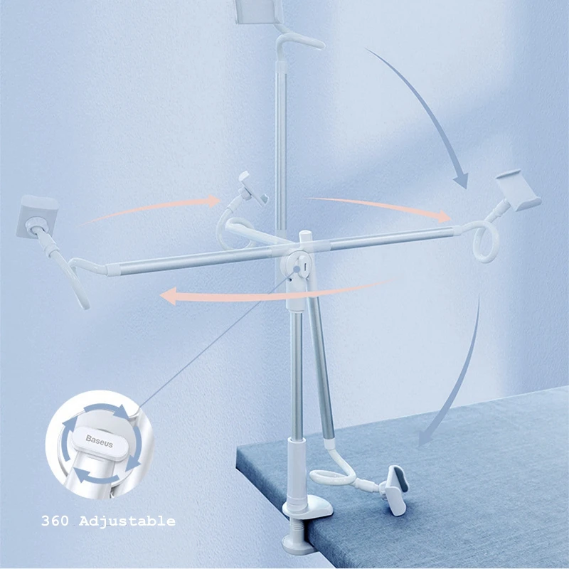 2 section arms lazy mobile phone holder foldable 360 rotatable tableside bedside bracket for phone stand holder free global shipping