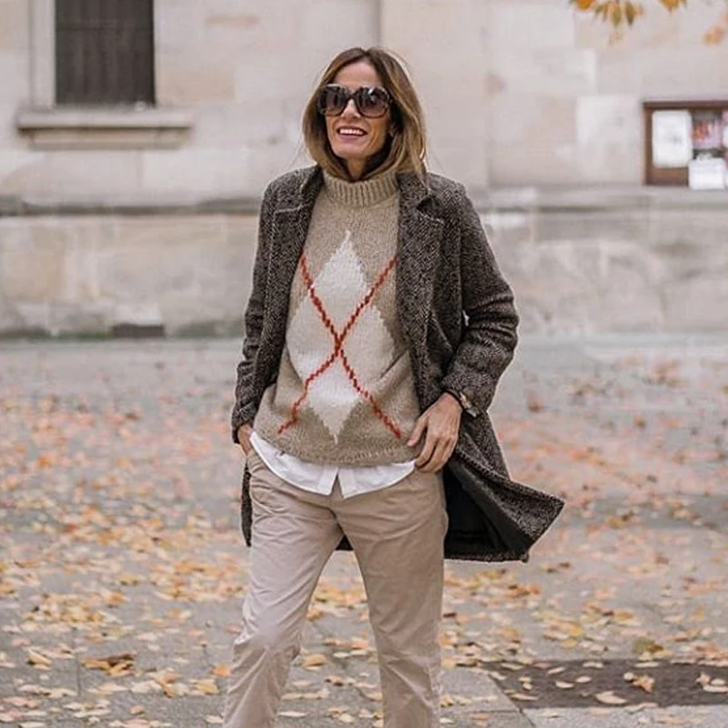 Женский свитер с круглым вырезом Katara зимний Повседневный свободный элегантный