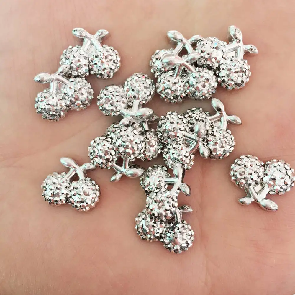 

60 шт. блестящие полимерные серебряные мини-вишни с плоской задней поверхностью Стразы для одежды аппликация для скрапбукинга искусственно...