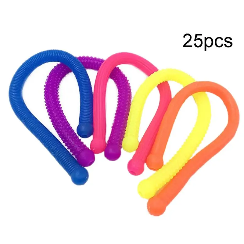 

85DE 25/50pcs Pack TPR Elastic Noodle Rope Vent Toy Release Stress Abreaction Stretch String Children Adults Creative Funny Toy