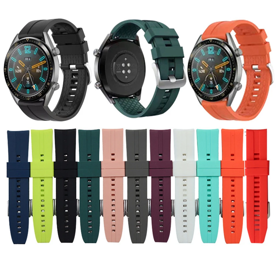 

22mm Sport Silicone Band for Huawei Watch GT GT 2 46mm Wrist Strap Bracelet for Samsung Galaxy Watch 46mm Gear S3 Huami GTR 47mm