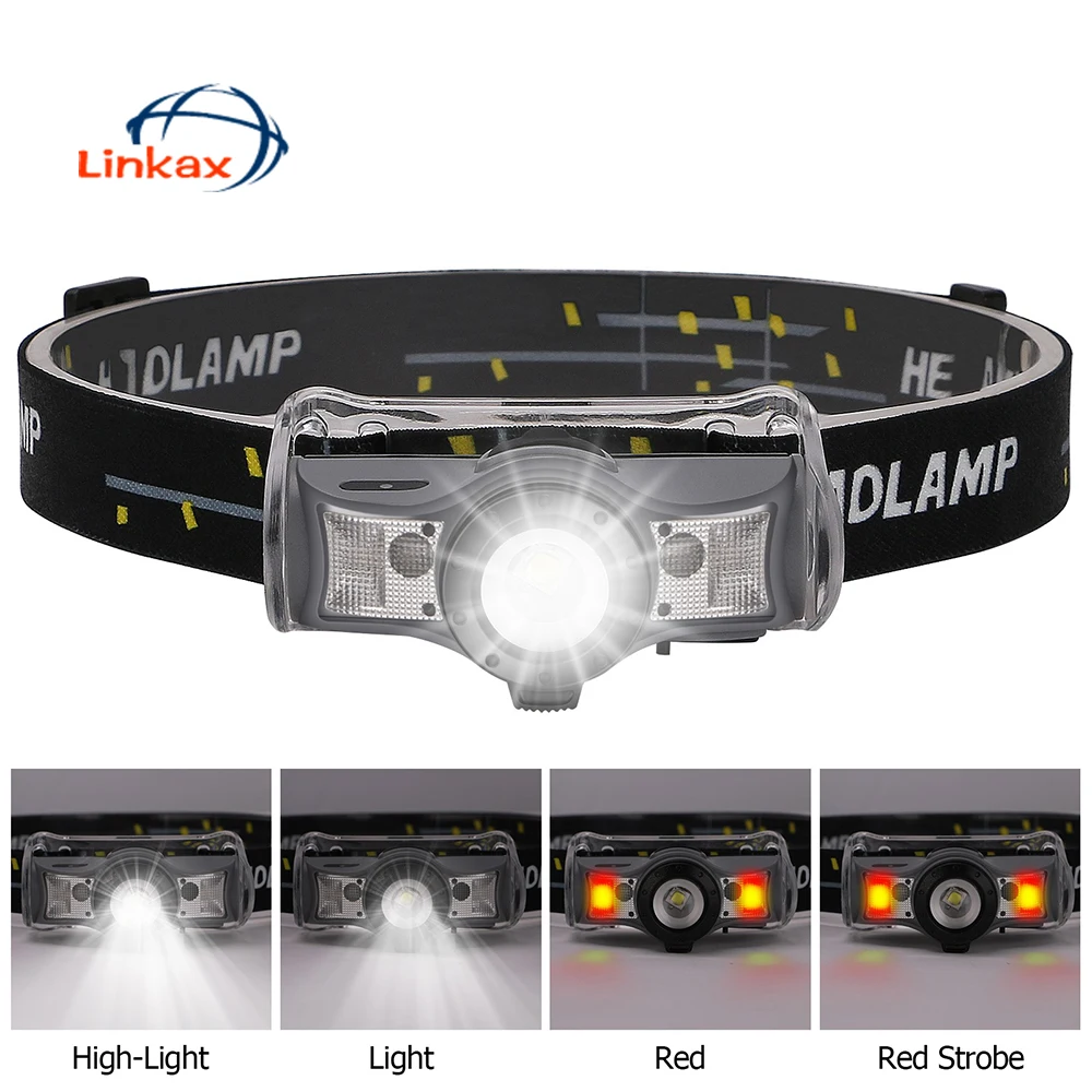 

XPG+2LED Headlight Waterproof USB Rechargeable Head Light for Camping Fishing Bicycle 4 modes Lighting Flashlight Torch Headlamp