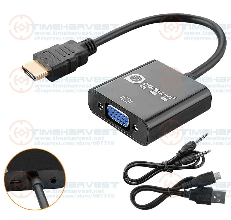 DOREWIN HDMI к VGA адаптер для PS4 Мужской к Famale конвертер 1080P VGA к HDMI адаптер с 3,5 разъемом для ТВ коробка ПК VGA к HDMI - Цвет: DOREWIN