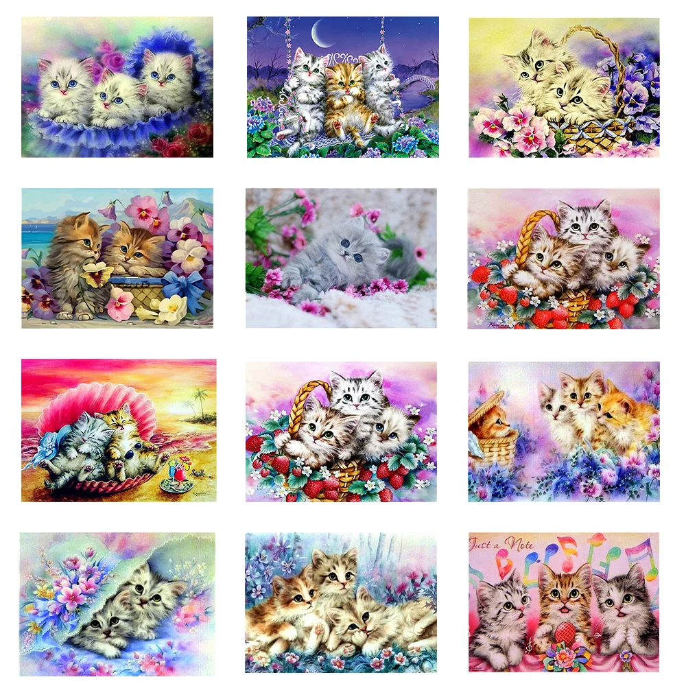 

Diamond Art Painting Kits Cat Handicrafts Diamond Embroidery Animal Mosaic Rhinestones Home Decor Gift Needelework 5d