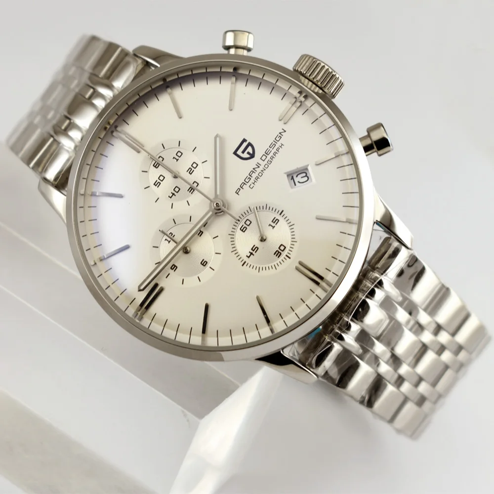 Pagani Дизайн 43 мм часы Роскошные водонепроницаемые из натуральной кожи японский VK67