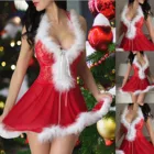 Соблазнительный женский Рождественский подарок для жены, мужа, красное нижнее белье, платье, костюм Санта-Клауса для косплея, соблазнительное мини-платье, одежда для сна