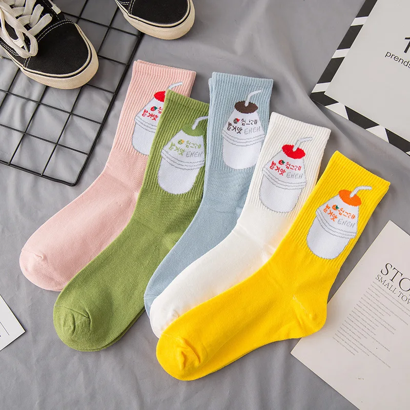5 pair 5 пар, креативные высококачественные модные женские носки Харадзюку, хлопковые спортивные носки с рисунком, радужные Повседневные носки - Цвет: 5 pair