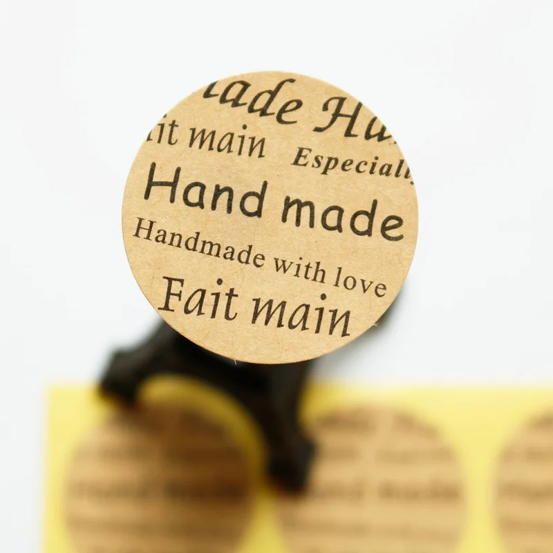 Винтажная крафт бумага Круглая этикетка ручной работы наклейка для выпечки