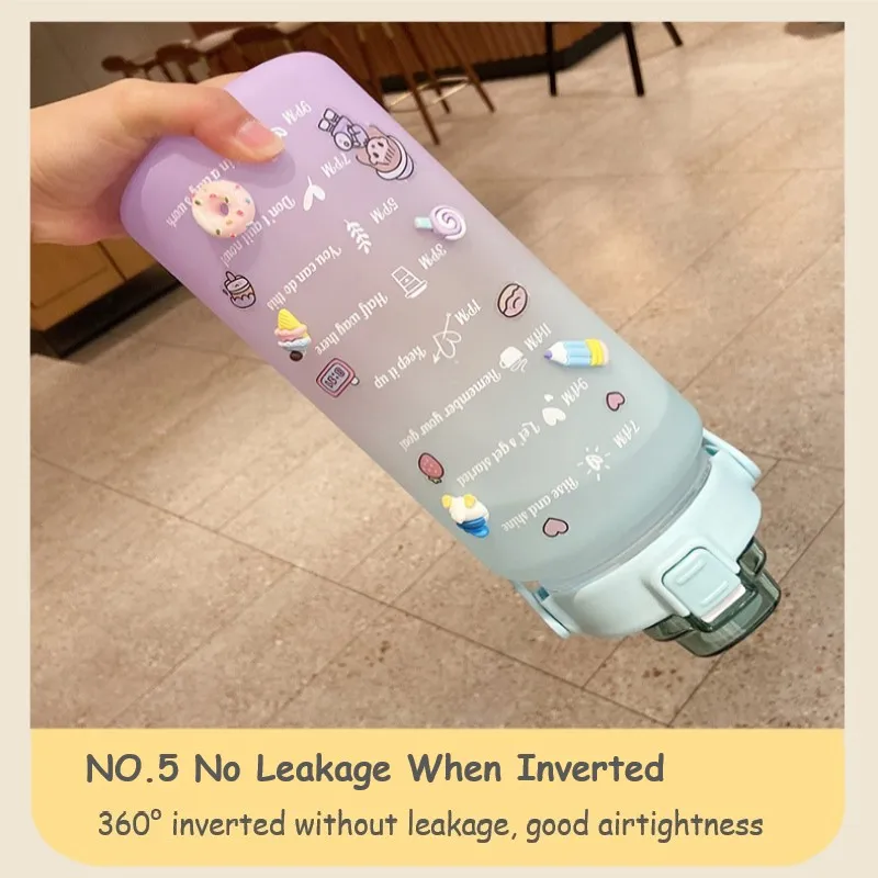 

2000ml Water Bottle With Straw Clear Plastic Drinking Bottles GYM Tool Jug BPA Free Portable Outdoor Travel Sports Cup