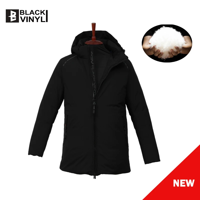 Новинка 2020 Черная Виниловая Мужская зимняя толстая пуховая куртка пальто с